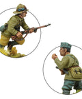 Two soldiers from Bolt Action Italian Army and Blackshirts 1 To 56 Scale Tabletop Miniatures Set in painted detail.