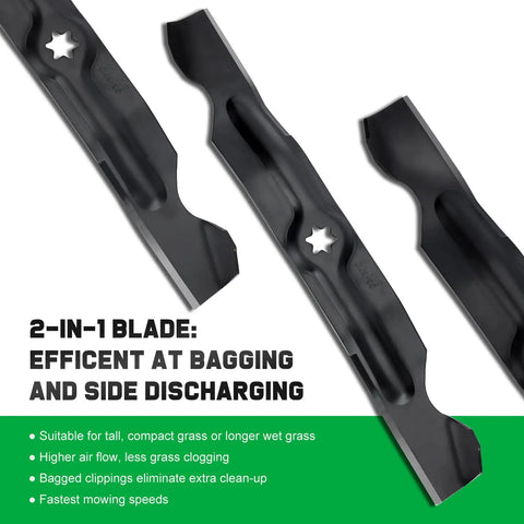 Mower Blades For Cub Cadet 50 Inch Deck Zero Turn Riding Tractor LT1050 LTX1050 RZT50 942 04053C Type 1 6 Point Star Mounting Hole