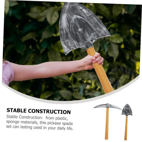 Arm holding plastic spade from Two Piece Dwarf Pickaxe And Spade Costume Props Set Lightweight Plastic Sponge Fun Tools For Party Favors