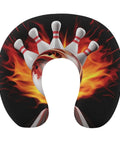 U Shaped Travel Pillow For Neck And Head Support Super Cozy Napping Cushion For Flights And Car Rides with bowling print design
