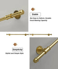 Badass Wrought Iron Handrail For Stairs Indoor And Outdoor Wall Mount Grab Bar showing gold finish and mounting detail.