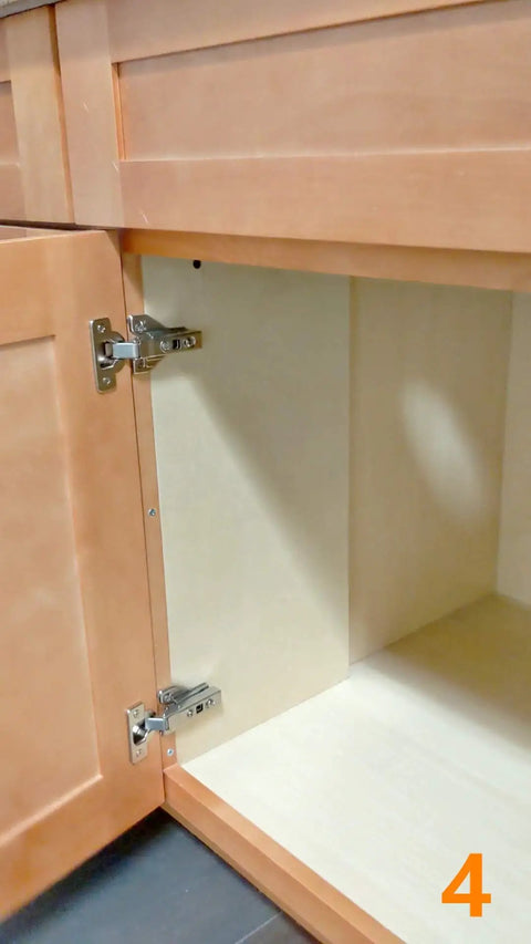 Smooth Operator Soft Close Hinges Full Overlay Clip On Build With Integrated Dampers For Frameless Cabinets installed in cabinetry.