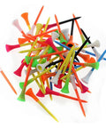 Pile of Rubber Cushioned Top Plastic Golf Tees Mixed Colors Pack Of Fifty, 3.25 Inch Tees Built For Durability And Smooth Tee Shots