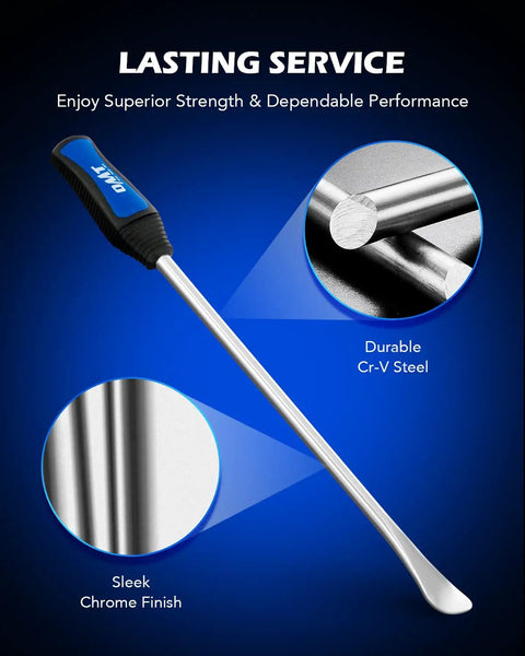 14.5 Inch Tire Spoon Kit With 20-Piece Tire Changing Tools Featuring Durable Cr-V Steel and Sleek Chrome Finish