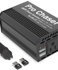 Rock Solid 400W Car Power Inverter 12V To 110V AC Converter with dual outlets and USB ports for charging.