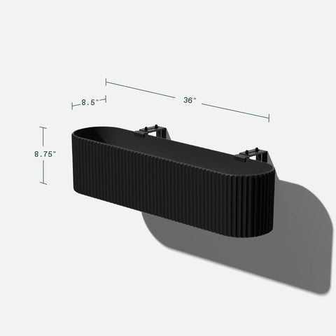 Badass Weatherproof Railing Planter Box With Secure Mounting Bracket, 36x8.5 inches, round balcony container for outdoor use.