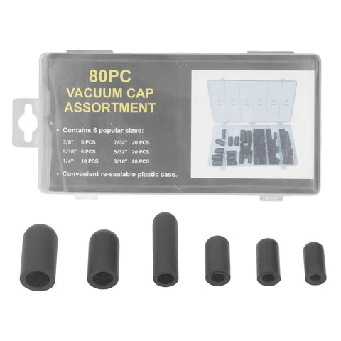 Flexible Rubber Vacuum Hat Kit With 80 Pieces For 352 To 410 F High Temperature Applications Leak Proof Seal shown with box and caps