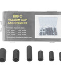 80Pcs Vacuum Cap Rubber Plug Kit For Carburetor Manifold Leakage Proof Vacuum Hat Plugs 5/32in To 3/8in Black Auto Repair Essential
