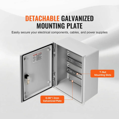 Heavy Duty Fiberglass Electrical Enclosure Box 12X10X6 Inch IP65 Waterproof And Dustproof Outdoor Junction Cabinet with galvanized mounting plate.