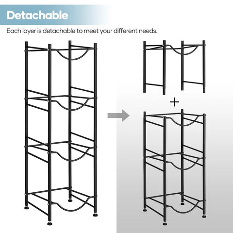 Heavy Duty Steel 5 Gallon Water Jug Rack Space Saving Water Bottle Holder Stand for Dispenser, detachable layers view.