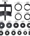 Ultimate Wheel Hub Removal Tool Set With C To U Sizes Front And Rear Wheel Bearing Remover And Installer Kit, 19-piece shown.