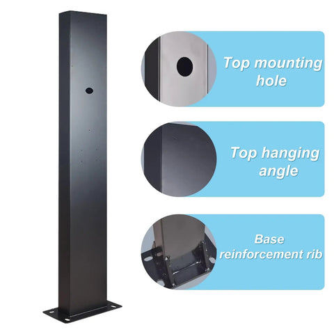 EV Charging Station Floor Stand Heavy Duty Pillar With Reinforced Base And Hidden Wiring Holes, Built For Indoor And Outdoor Use In Garages And Parking Lots, Broad Compatibility With Most Brands, Medium Size
