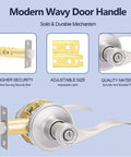 10 Pack Privacy Door Handle Set In Oil Rubbed Bronze, Reversible Interior Door Lever, traditional wave style handle details.