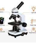 Awesome High Power Biological Microscope For Kids, Students, And Adults With 25X And 10X Eyepieces, 100X Objective, LED features