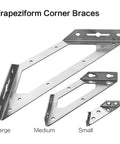 Built Tough Stainless Steel Corner Braces 40 Piece Set Large Angle Brackets showing large, medium, and small braces for furniture support.