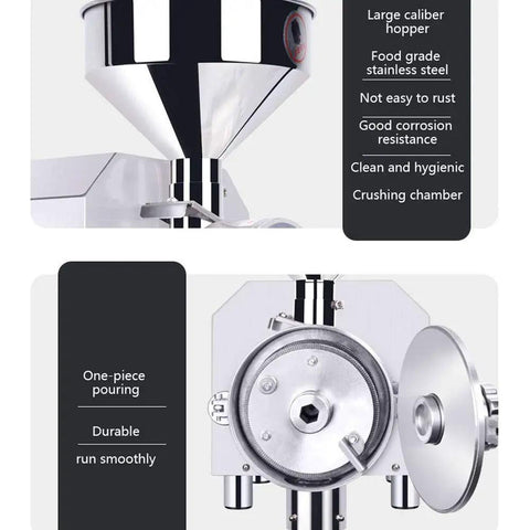 Powerful 1500W Electric Grain Mill High Speed Stainless Steel Grinder For Grains Herbs Maize And Spices, Adjustable 50 To 300 Mesh