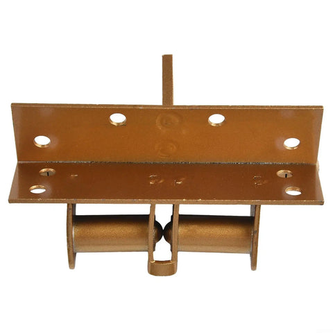 Self-Closing Door Hinge With 90-Degree Hold Open, Spring Loaded Interior Hinge, brown metal finish, front view