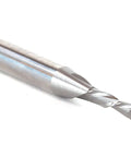 Side view of a solid carbide 2-flute end mill, 1/8 in diameter with 1/4 in shank