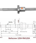 Diagram and specification of 12mm SFU1204 AntiBacklash Ball Screw Kit With 300mm Length End Supports Locknuts Circlips V Coupler