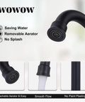 Two Handle Dope Matte Black Bathroom Faucet With Pop Up Drain Widespread 8 Inch Basin Vanity Sink Tap nozzle and features