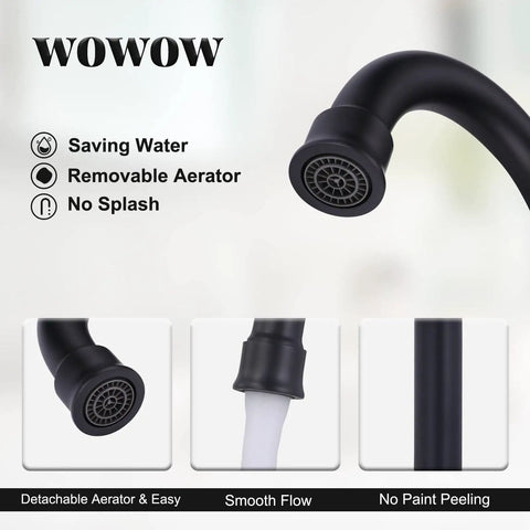 Two Handle Dope Matte Black Bathroom Faucet With Pop Up Drain Widespread 8 Inch Basin Vanity Sink Tap nozzle and features