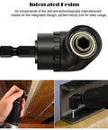 Right Angle Drill Adapter 105 Degree, 360 Degree Rotatable Hex Shank in use for tight spaces