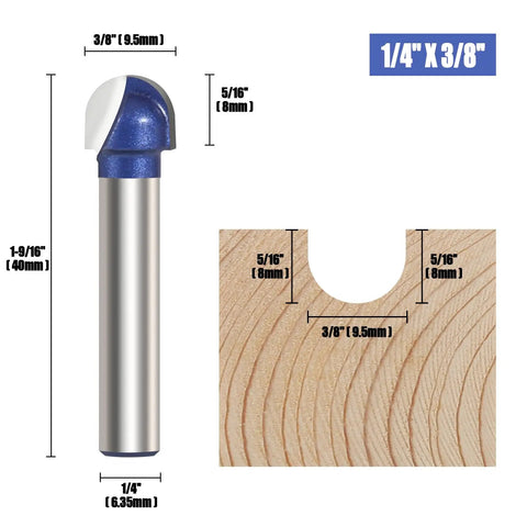 4 Pack Cove Router Bit Set With One Quarter Inch Shank Core Box Round Nose Milling Cutter For Woodworking Solid Carbide
