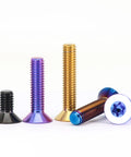 Premium Grade Five Titanium Countersunk Screws And Flat Head Bolts Four Pack M4 M5 M6 M8 assorted colors and sizes.