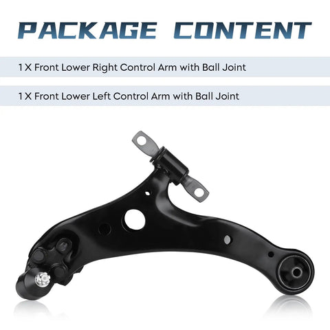 Toyota Front Lower Control Arm With Ball Joint Kit Bolt On For Camry 2002 To 2006 Highlander 2004 To 2007 Solara 2004 To 2008 Lexus ES300 ES330 RX330 RX350 2004 To 2009 Suspension Kit Two Pieces K620333 K620334, front right arm