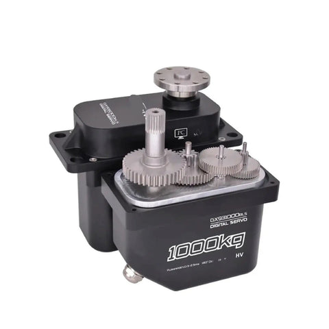 Beefy 1000Kg High Torque Brushless Servo With CNC Aluminum Shell And Metal Gear, Waterproof For 1/5 Scale Giant RC Models, Built Tough For Large Pro Toys, shown with exposed gears
