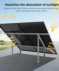 Expandable Solar Panel Ground Mount Bracket Kit With Adjustable Tilt For Two Large Panels Up To 590W in sunlight absorption display