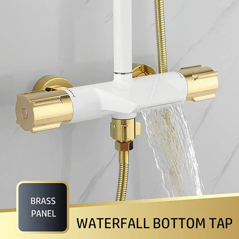 UBNMIUBV Shower System with Shower Head, Shower Combo Set Wall Mount Shower Faucet Set with Waterfall Spout in Black Chrome