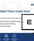 Digital 19 Inch LCD Vision Meter with 44 Visual Targets, Five Display Modes, featuring a display chart with remote control use