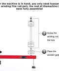 Diagram showing assembly steps for Hardcore Heavy Duty Electric Stretch Wrapping Table With Automatic Film Dispenser.