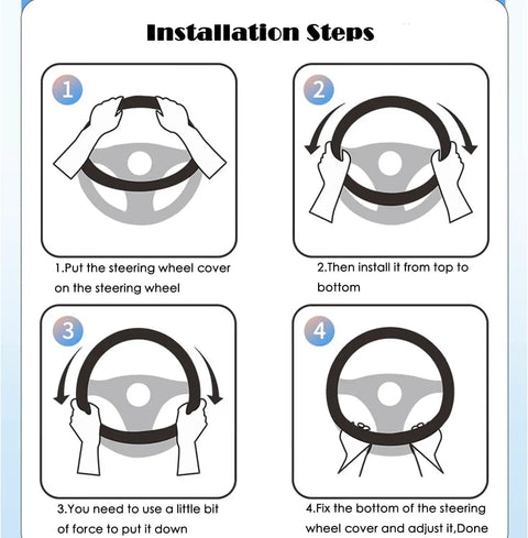 Installation steps for Top Shelf Nappa Leather Steering Wheel Cover Compatible With BMW 15 Inch Standard Wheels.