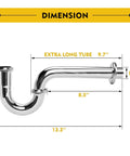 Dimensions of Stainless Steel P Trap One And A Quarter Inch Bathroom Basin Sink Waste Trap With Reducing Washer And Chrome Finish