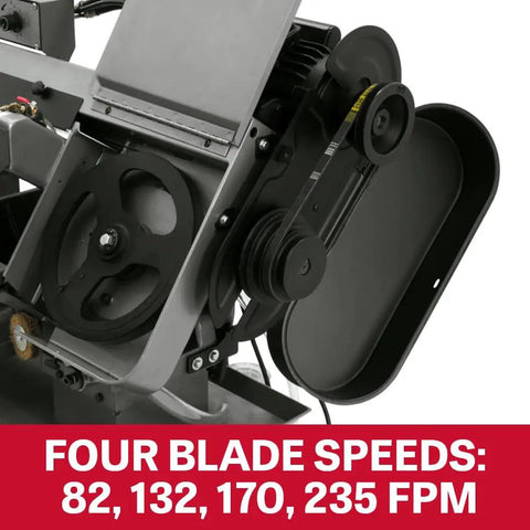 Heavy Duty 8 Inch By 13 Inch Metal Cutting Horizontal Band Saw With One Point Five HP Motor And Adjustable Hydraulic Downfeed 115 Or 230 Volt Single Phase For Garage Shop And Light Industrial Use