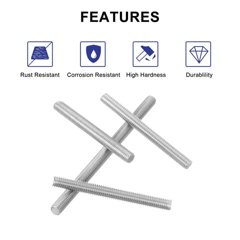 8 Pcs Fully Threaded Rod Set M5 x 65mm Stainless Steel 304 Right Hand Thread Bar Studs, 0.8mm Pitch, Ideal for DIY Furniture Making, Machinery Assembly, and Heavy Duty Projects