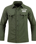 Toolbox Tested Custom Long Sleeve Work Shirt For Men Quick Dry Button Up Mechanic Uniform Personalized Utility Top Heavy Duty Green Wicking Fabric For The Daily Grind with custom name on chest
