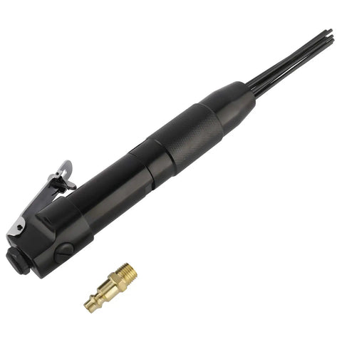 Compact Air Needle Scaler with 3.0mm needles and 180mm length for rust and paint removal, delivers 4000 BPM at 90 PSI with connector