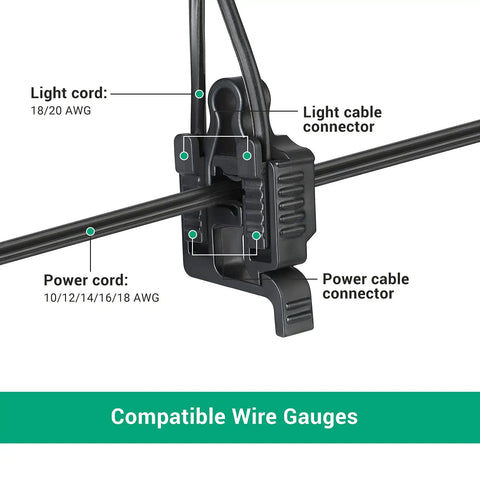 Six Pack Low Voltage Wire Connectors For Landscape Lighting Waterproof Connectors For Path Lights And Spotlights Compatible With 10 12 14 16 18 Gauge Cables UL Listed Easy Six Light Connection In One Set showing wire gauge compatibility with light and power cables