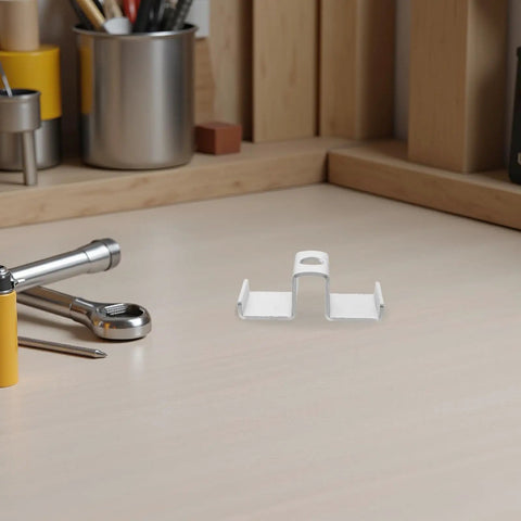 Heavy Duty Galvanized Saddle Clips For Steel Grating on a work surface, showcasing durable carbon steel design and secure fit.