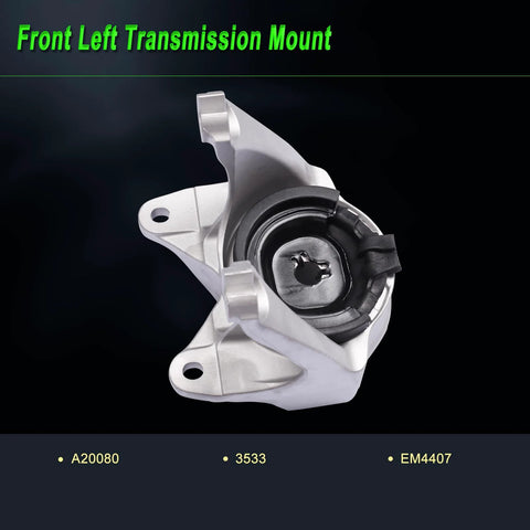 Front view of a heavy-duty front left transmission mount for 2014-2021 Ram ProMaster 1500-3500, part of Set Of 4 Heavy Duty Engine Motor Mounts For 2014 2021 Ram ProMaster 1500 2500 3500 3.6L V6 Replacement Parts A5938 A20071 A5879 A20080 68185879AA 68157407AA 68157408AB 68264483AA.