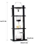 Straight Up Cold Drip Coffee Maker And 32 Oz Cold Brew Tower, 81cm tall, glass and wood design for smooth coffee brewing.
