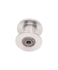 Top Tier Aluminum GT2 Idler Pulley With Slick Toothless Design And 8mm Bore For Snappy 10mm Timing Belts Rock Solid Pick For Epic 3D Printers And Cnc Machines Includes Five Quality Parts, displaying a shiny aluminum pulley with a center bearing.
