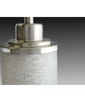 Close-up of Alexa Collection 2 Light Bath Vanity Light with brushed nickel finish and etched linen glass shade detail.