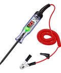Automotive Test Light With 3 To 120V LED Digital Display And Dual Color Polarity Indicator, Pro Grade Electrical Test Pen With Sharp Steel Probe For Cars, RVs, Fuses And Electrical Troubleshooting; clear view with alligator clip