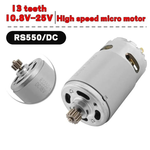 Rs550 High Speed Dc Motor Featuring 13 Steel Teeth For Rock Solid 10.8 To 25 Volt Kickoff Delivering 21500 To 29000 Rpms close-up view