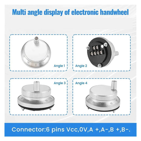 Multi-angle display of Hand Wheel Kit For CNC Machines 5V Manual Pulse Generator Rotary Encoder 6 pin connector