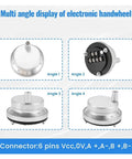 Multi-angle view of Hand Wheel Handle Kit 5V Manual Pulse Generator for CNC Machine Tools Rotary Encoder Electronic Hand Wheel 60mm Silver Upgrade